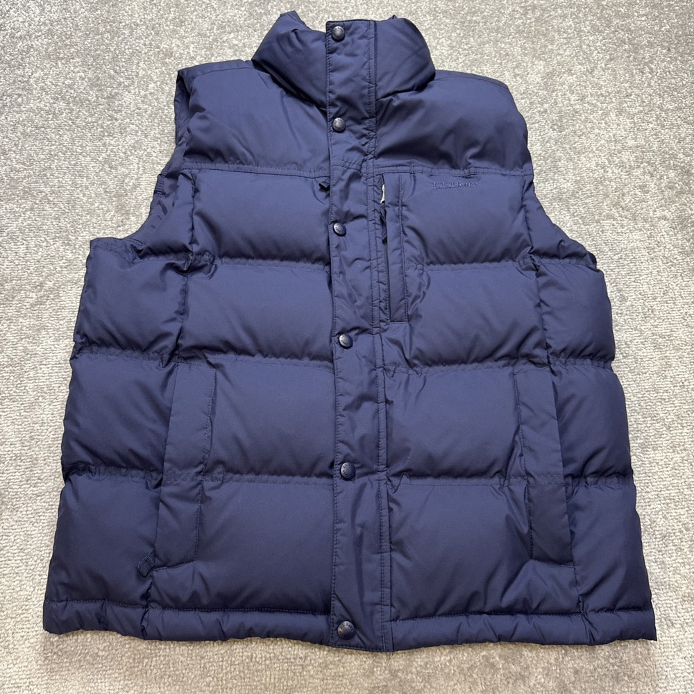 LL Bean Men's Small Blue Down Puffer Vest Downtek Navy Pertex